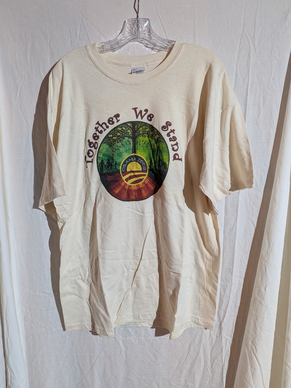 Gildan Cream Tee with Blue Logo Tag